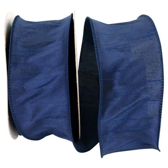 Reliant 2.5" x 20yd. Dupioni Wired Ribbon Navy {1}