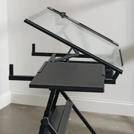 Metal & Glass Artist Table by Artist's Loft&reg; Black {4}