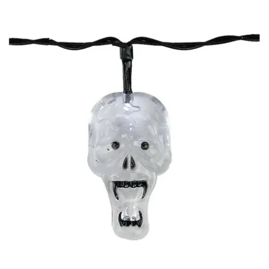 10ct. White Skull LED Halloween String Lights {4}