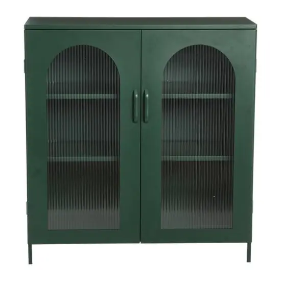 Hello Honey&reg; 40" Dark Green Solstice Wide Metal Accent Cabinet {8}