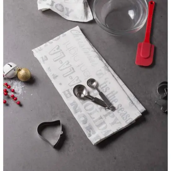 DII&reg; Silver Christmas Collage Dishtowel Set {4}