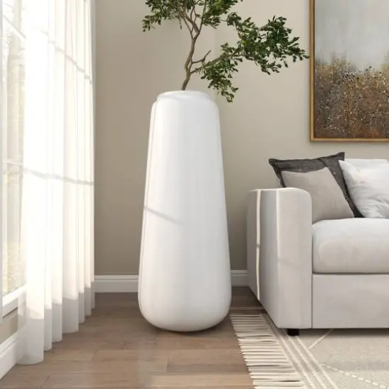 3ft. White Modern Tall Floor Vase {11}