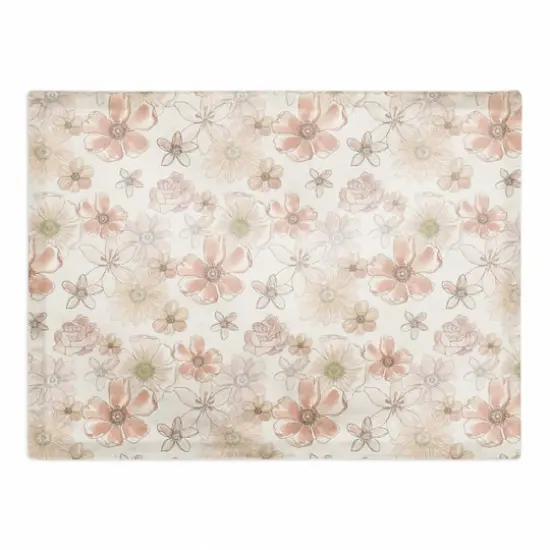 Watercolor Florals Cotton Twill Placemat White {1}