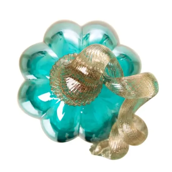 Glitzhome&reg; Crackle Glass Pumpkin, Turquoise {12}