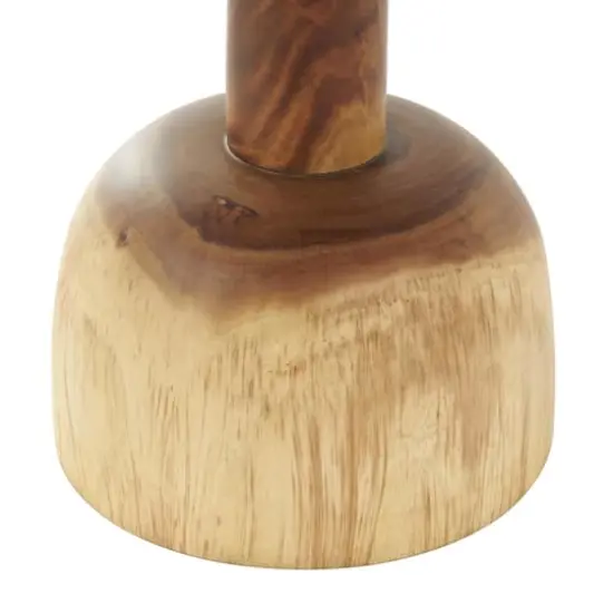 23.75" Brown Wood Handmade Coffee Table with Rounded Block Base {6}