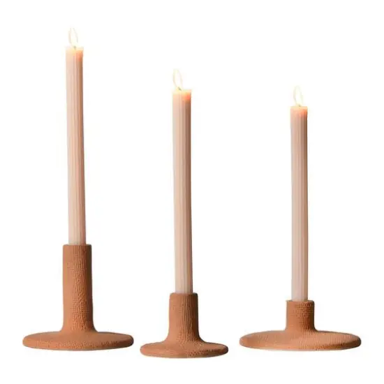 Hello Honey&reg; Stoneware Taper Candle Holder Set Red {6}