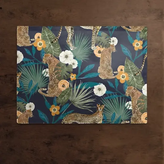 Tropical Cheetah Cotton Twill Placemat Navy {3}