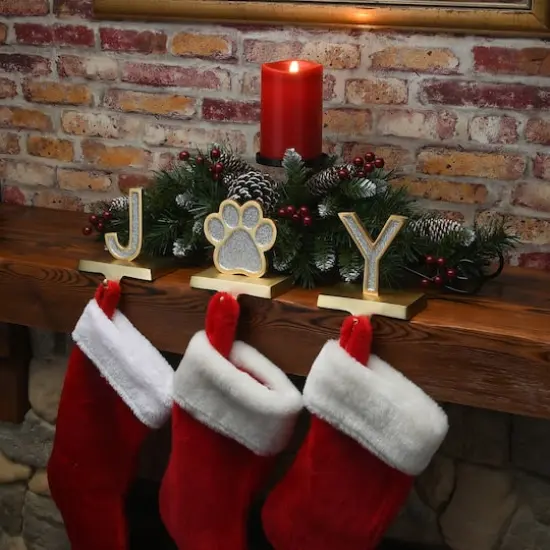 5" Silver Sparkle JOY Stocking Holders, 3ct. {3}