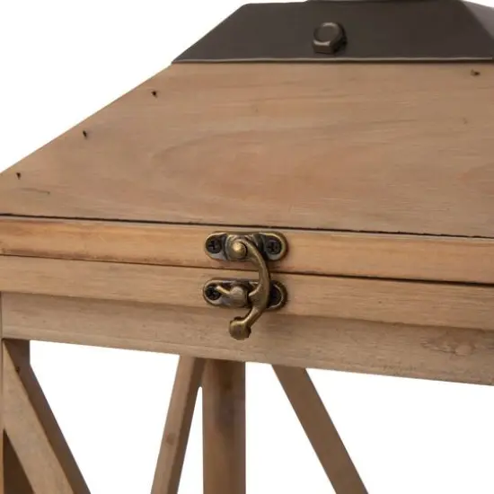 Glitzhome&reg; Brown Wooden Modern Farmhouse Lantern Set {8}