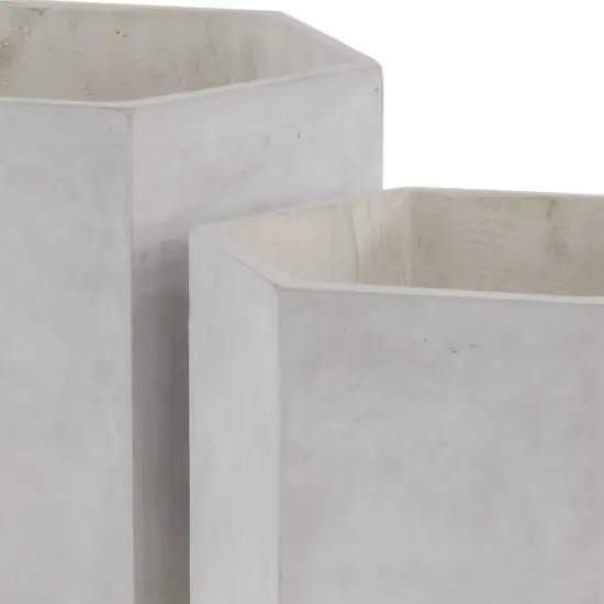 CosmoLiving by Cosmopolitan White Polystone Contemporary Planter Set {6}