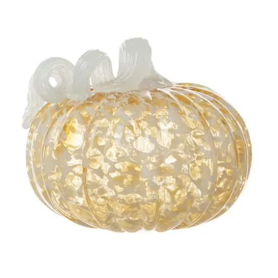 Glitzhome&reg; 6" Fall Amber Dots Round Glass Pumpkin {5}