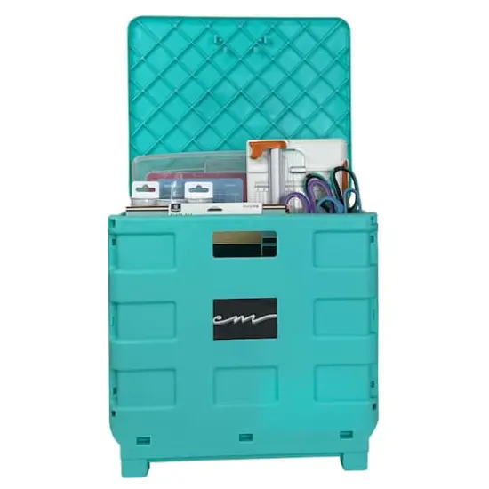 Everything Mary Collapsible Rolling Cart with Lid Aqua {8}