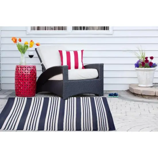 DII&reg; Nautical Blue Multi Stripe Outdoor Rug, 4ft. x 6ft. {4}