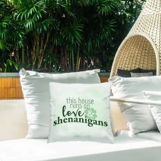 Stupell Industries This House Love & Shenanigans Shamrock, This House Love & Shenanigans Shamrock Outdoor Printed Pillow {3}