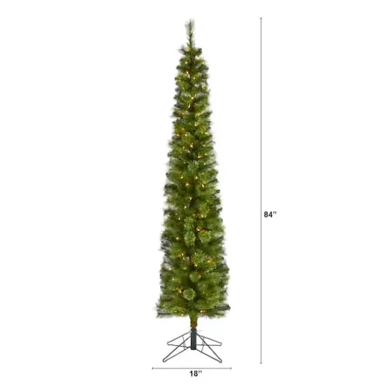 7ft. Pre-Lit Green Artificial Christmas Tree, Clear LED Lights {3}