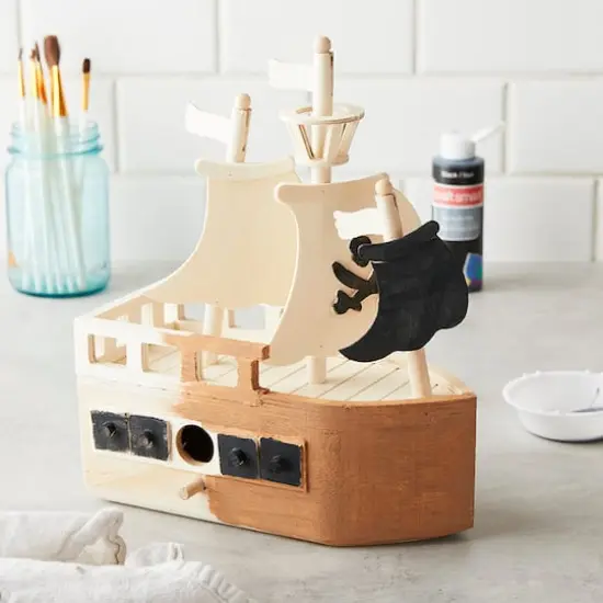 11" Pirate Ship Wooden Birdhouse by Make Market&reg; {3}