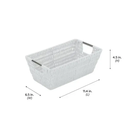 Simplify Small White Shelf Storage Rattan Tote Basket {7}