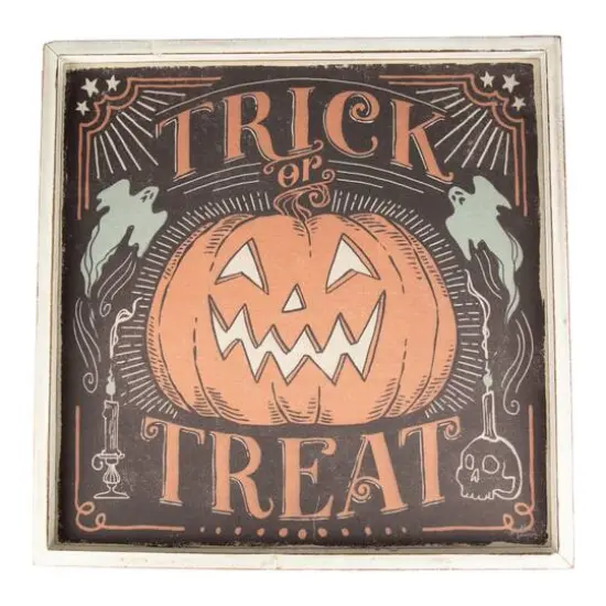 18.75" Trick or Treat Jack O Lantern Halloween Wall Sign {1}
