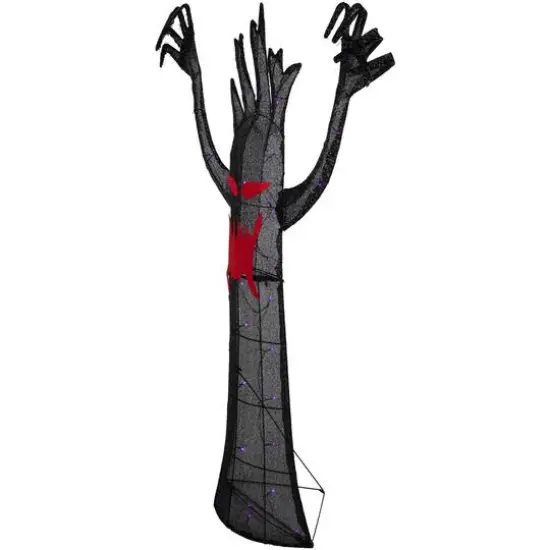 55" LED Lighted Black Terrifying Tree Outdoor Halloween Decoration {7}