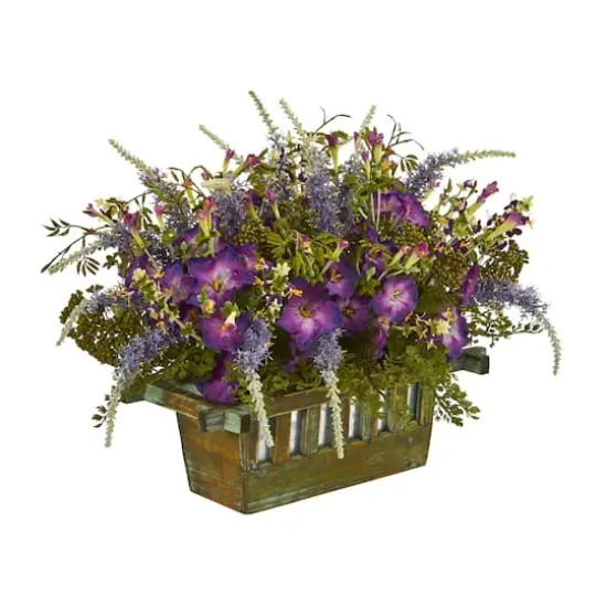 16" Morning Glory Artificial Arrangement in Decorative Planter {3}