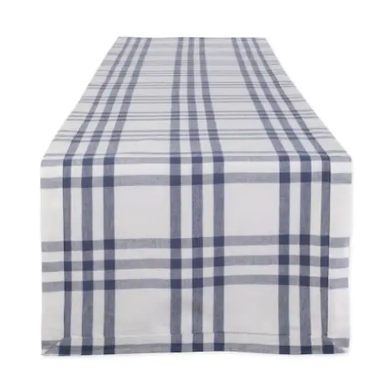 DII&reg; 108" French Blue Farm To Table Check Table Runner {1}