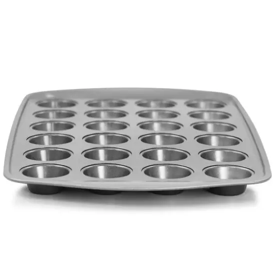 Gibson Baker's Friend Gray 24 Cup Nonstick Steel Mini Muffin Pan {4}
