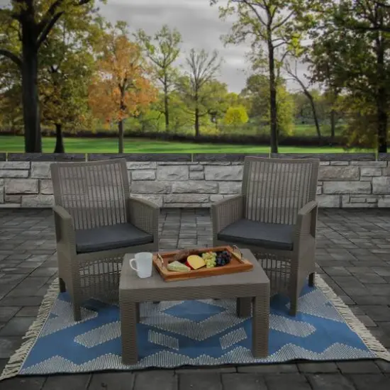 National Outdoor Living&reg; Geometric Hand Woven Outdoor Rug Dusty Blue {3}