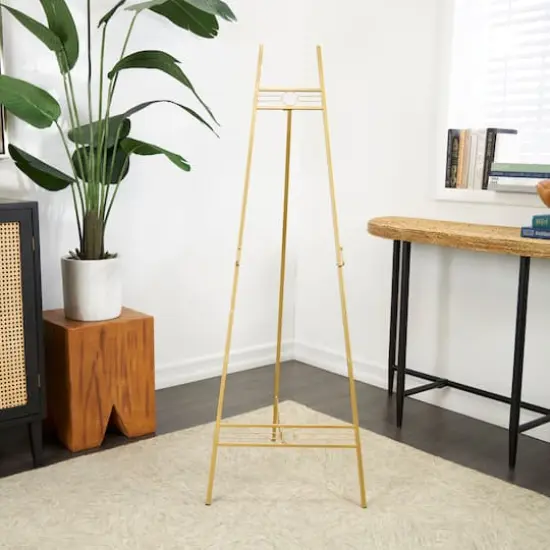 55.5" Gold Metal Geometric 3-Tier Display Easel {3}