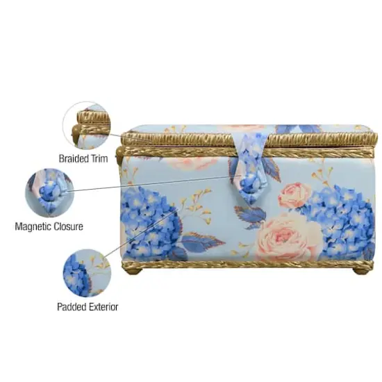 SINGER&reg; Large Blue Hydrangeas Print Sewing Basket with Matching Zipper Pouch {4}