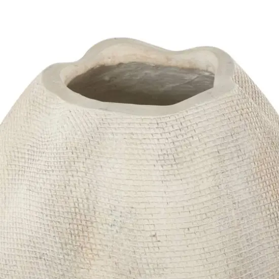 17" Cream Checkered Patterns Magnesium Oxide Decorative Vase {4}