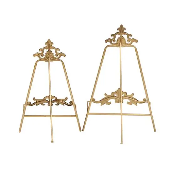Gold Metal Ornate Arabesque Scroll Tabletop Easel Set {5}