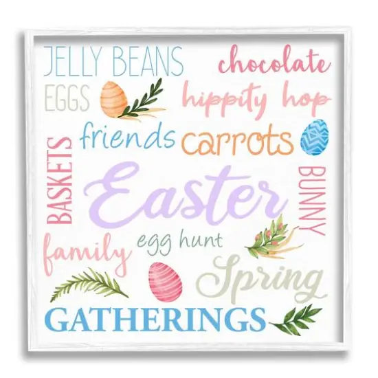Stupell Industries Festive Easter Activity Sign Patterned Eggs Motif Framed Giclee Art White {1}