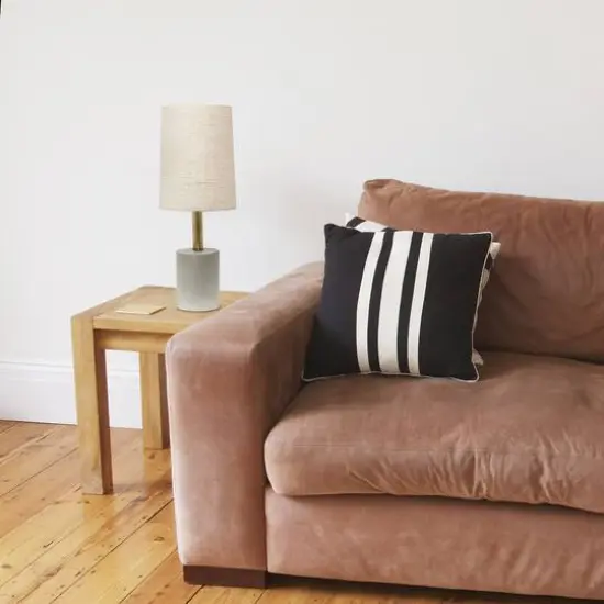 Lalia Home 18" Antique Brass Concrete Table Lamp with Linen Shade Brass and Khaki {6}