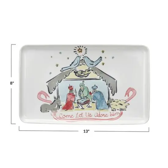 Hello Honey&reg; 13" Nativity Oh Come Let Us Adore Him Stoneware Platter {4}