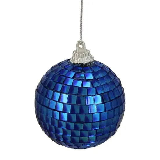 6ct. 2" Lavish Blue Mirrored Glass Disco Ball Christmas Ornaments {3}