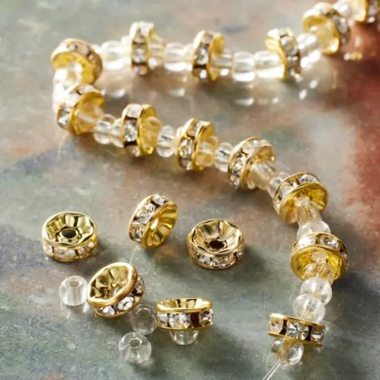 Gold Studded Rhinestone Beads, 8mm by Bead Landing&trade; {3}