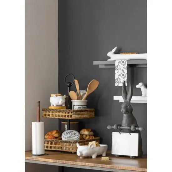 Hello Honey&reg; 12.5" White Ceramic Pig Shaped Bowl {6}