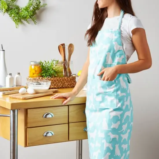 DII&reg; Dog Print Chef Apron Aqua {4}