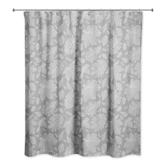 Leaves Shower Curtain Gray {3}