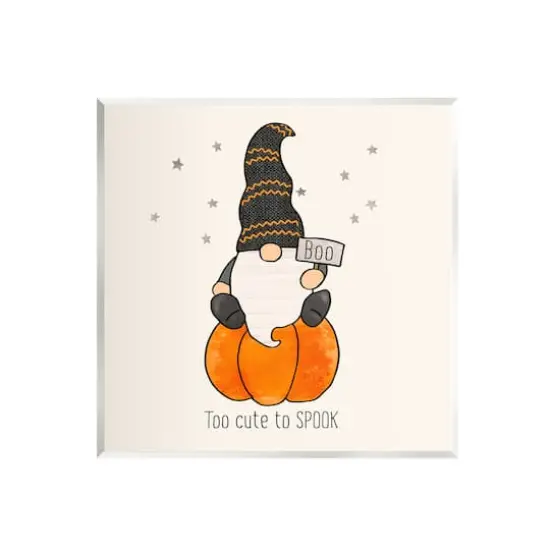 Stupell Industries Too Cute To Spook Gnome Phrase Wall Plaque Art {1}
