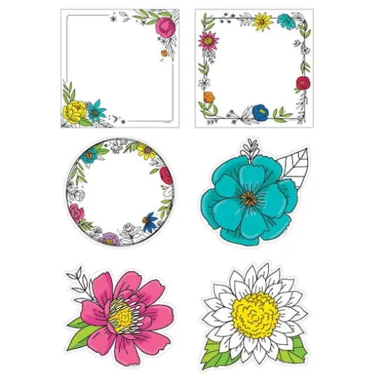 Creative Teaching Press&reg; Bright Blooms Doodly Blooms 6" Designer Cut-Outs Set {3}