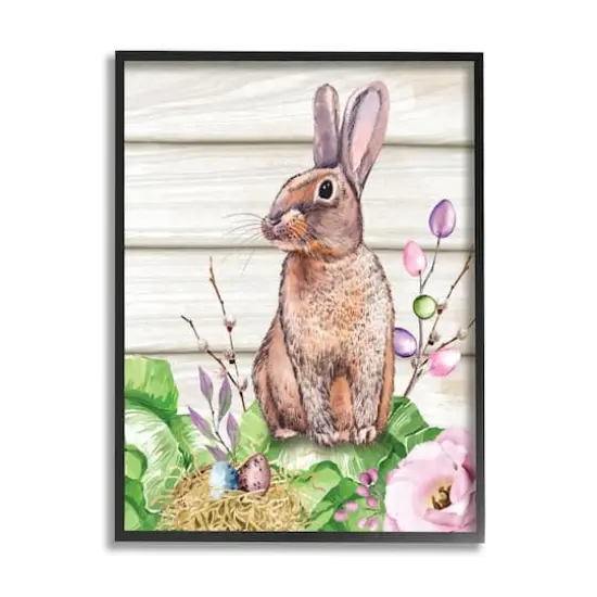 Stupell Industries Spring Flower Garden Country Rabbit Framed Giclee Art Black {1}