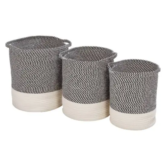 Honey Can Do Gray & White Two-Tone Cotton Rope Basket Set {4}