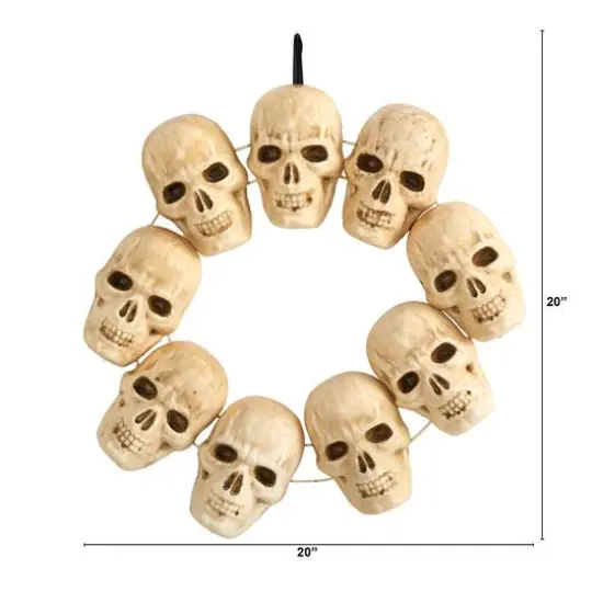 20" Halloween Skull Wreath with Lighted Eyes {3}