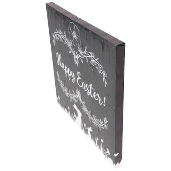 Black & White Happy Easter Bunnies Canvas Wall Art {4}
