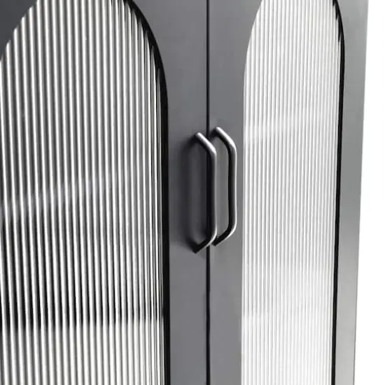 Hello Honey&reg; Solstice 3ft. Black Metal Cabinet with Arched Glass Doors {9}
