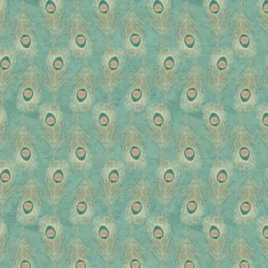 Springs Creative Mint Peacock Feathers Cotton Fabric {1}