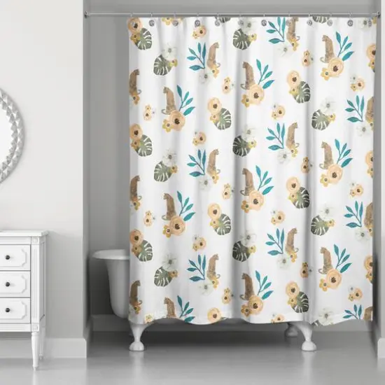 Tropical Jag Shower Curtain White {3}