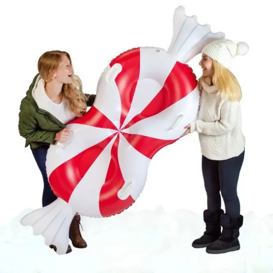SnowCandy 77" 2-Person Peppermint Snow Tube {3}