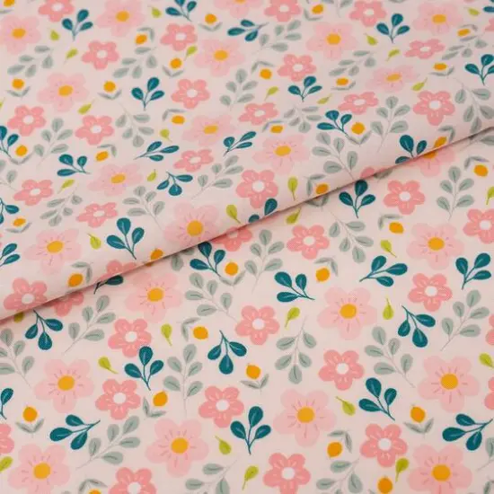 SINGER Delicate Floral Pink Cotton Fabric {1}